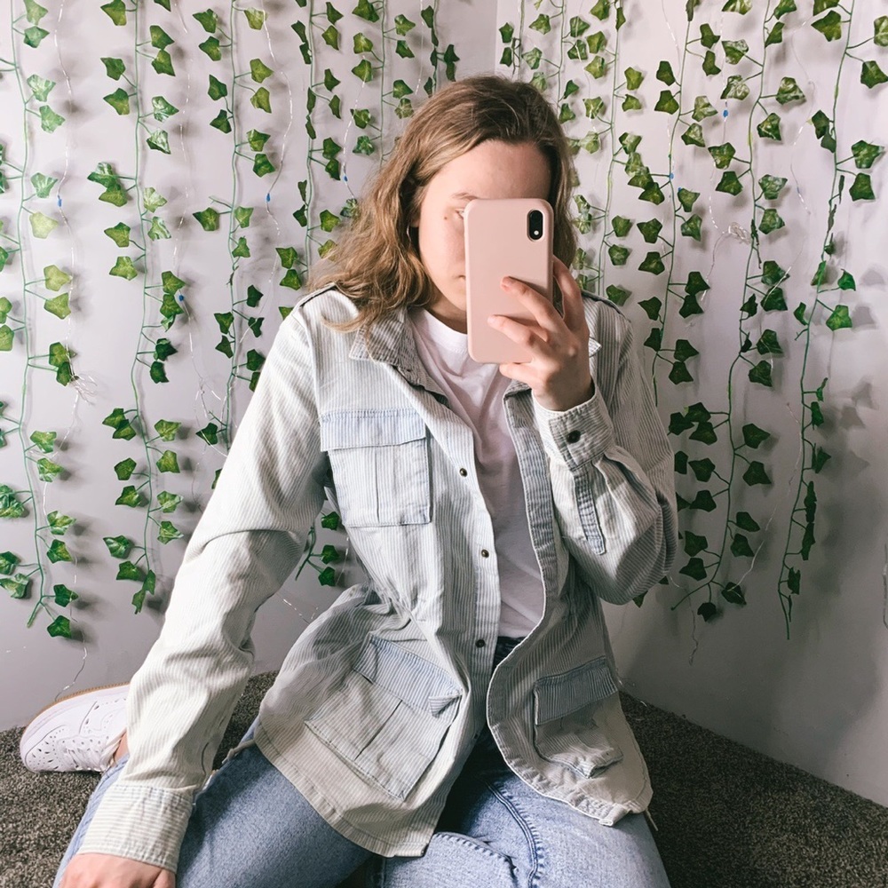 blue and white striped jacket from target